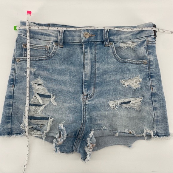 AEO American Eagle Women’s Curvy Hi-Rise Shortie Shorts Denim Distressed 6 - Picture 4 of 4